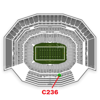 The GREEN DOT indicates the location of your seats.