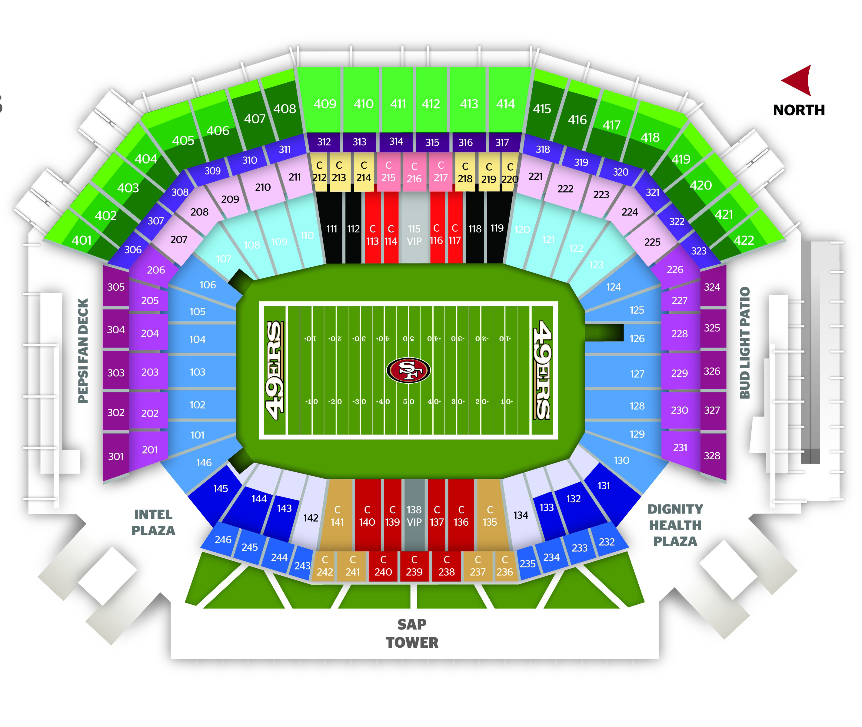 49ers Seating charts and actual views