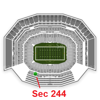 The GREEN DOT indicates the location of your seats.