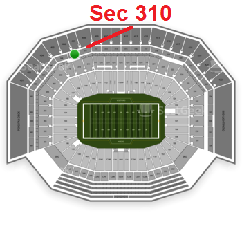 The GREEN DOT indicates the location of your seats.