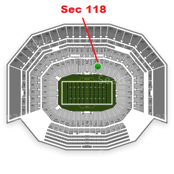 The GREEN DOT indicates the location of your seats.