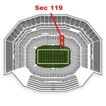 The GREEN DOT indicates the location of your seats.