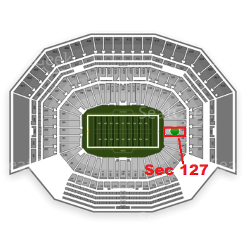 The GREEN DOT indicates the location of your seats.