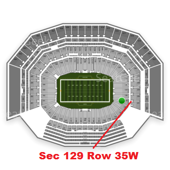 The GREEN DOT indicates the location of your seats.