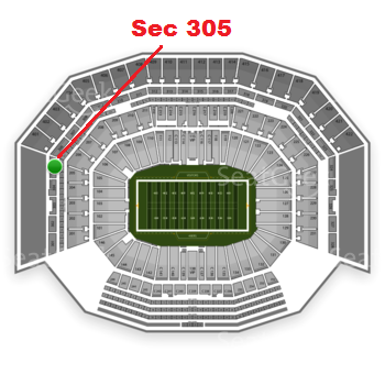 The GREEN DOT indicates the location of your seats.