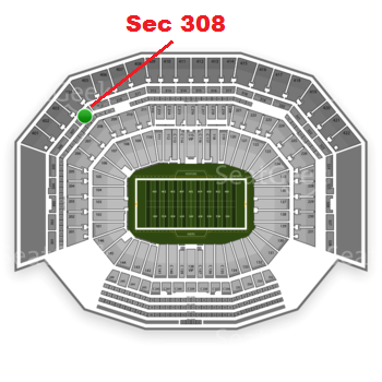 The GREEN DOT indicates the location of your seats.