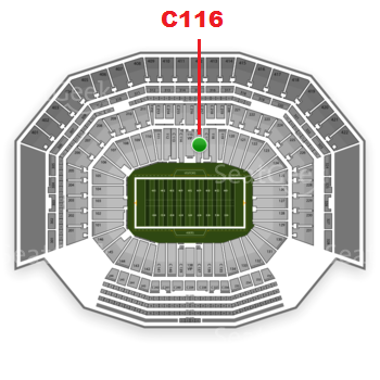 The GREEN DOT indicates the location of your seats.